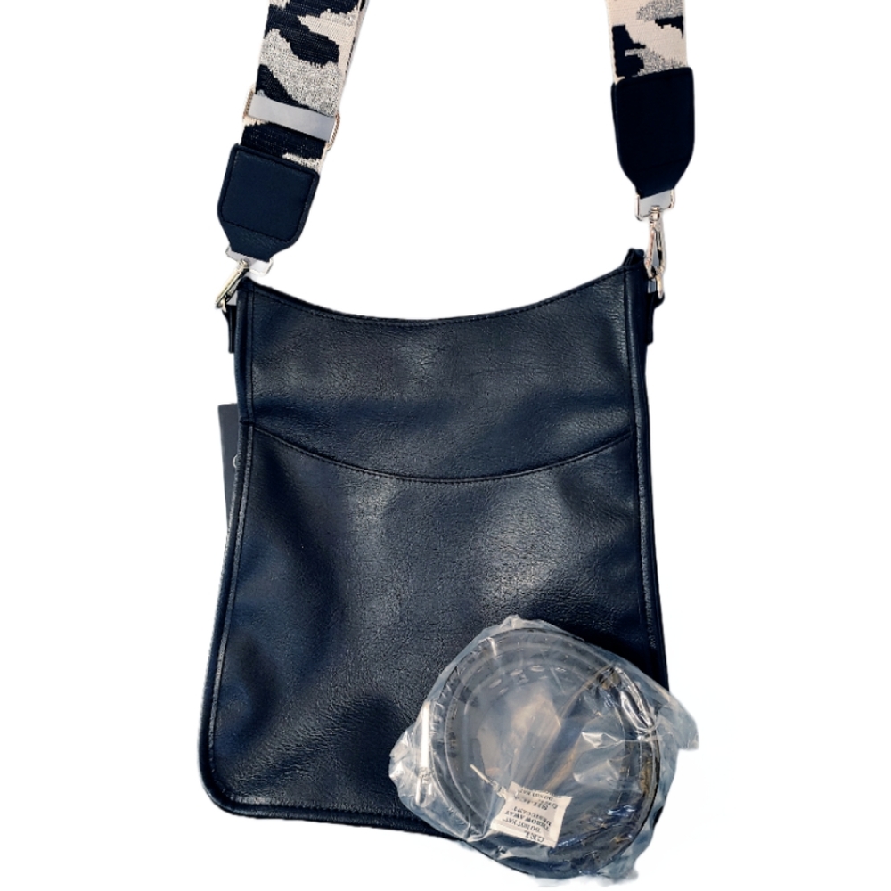 NWT LUNA BAGS BLACK VEGAN HOBO WITH 2 GUITAR CROSSBODY SHOULDER STRAPS